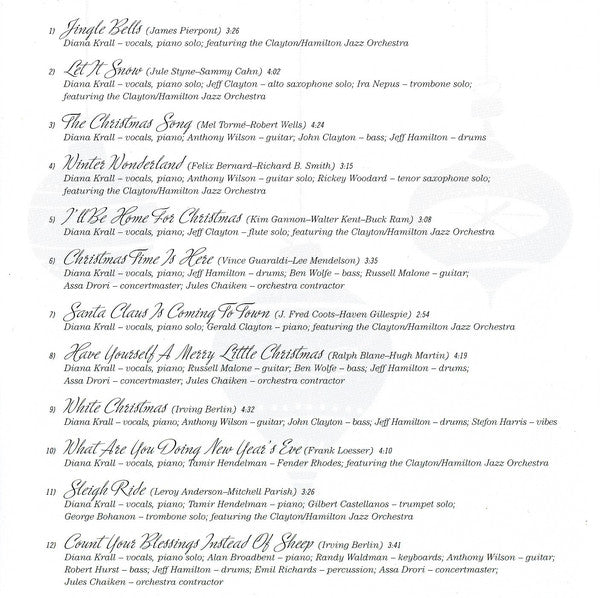 Diana Krall Featuring The Clayton-Hamilton Jazz Orchestra : Christmas Songs (CD, Album)