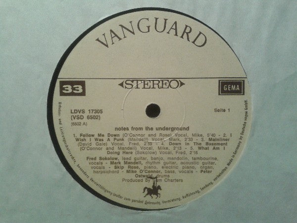 Notes From The Underground : Notes From The Underground (LP, Album)