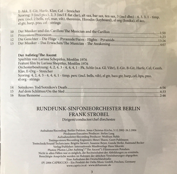 Alfred Schnittke - Rundfunk-Sinfonieorchester Berlin, Frank Strobel : Film Music Vol. II: Clowns Und Kinder / Der Walzer / Die Glasharmonika / Der Aufstieg (SACD, Hybrid, Multichannel, Album)