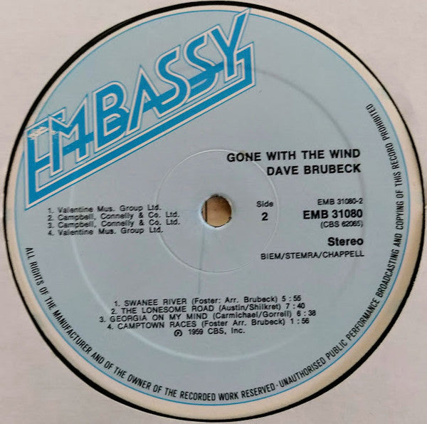 Dave Brubeck : Gone With The Wind (LP, Album, RE)