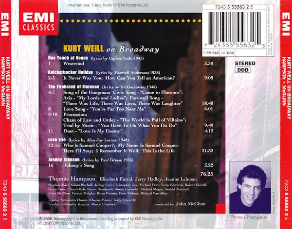 Kurt Weill - Thomas Hampson · Elizabeth Futral · Jerry Hadley · Jeanne Lehman · London Sinfonietta Chorus · London Sinfonietta · John McGlinn : Kurt Weill On Broadway (CD, Album)