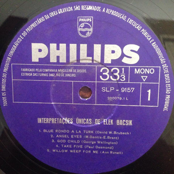 Elek Bacsik : Interpretações Únicas De Elek Bacsik  (LP, Album)