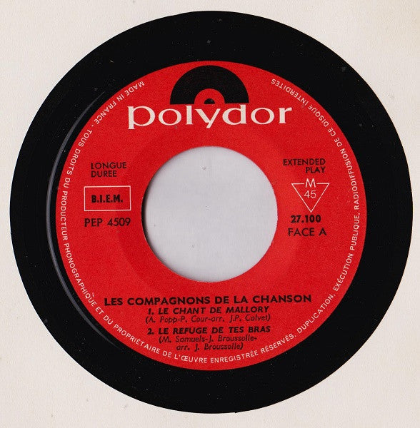 Les Compagnons De La Chanson : Le Chant De Mallory (7", EP, Mono)
