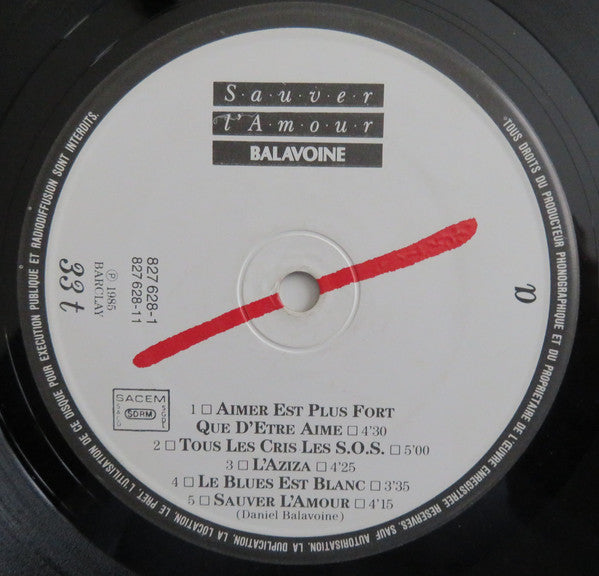 Daniel Balavoine : Sauver L'Amour (LP, Album)