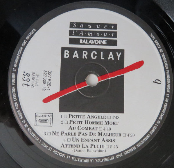 Daniel Balavoine : Sauver L'Amour (LP, Album)