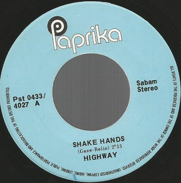 Highway (3) : Shake Hands (7", Single)