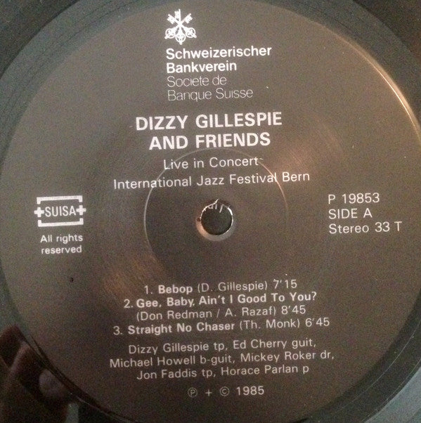 Dizzy Gillespie And His Friends* : Live In Concert  (LP, S/Edition)