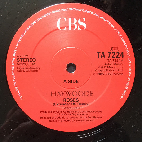 Haywoode : Roses (12", Single, RE)