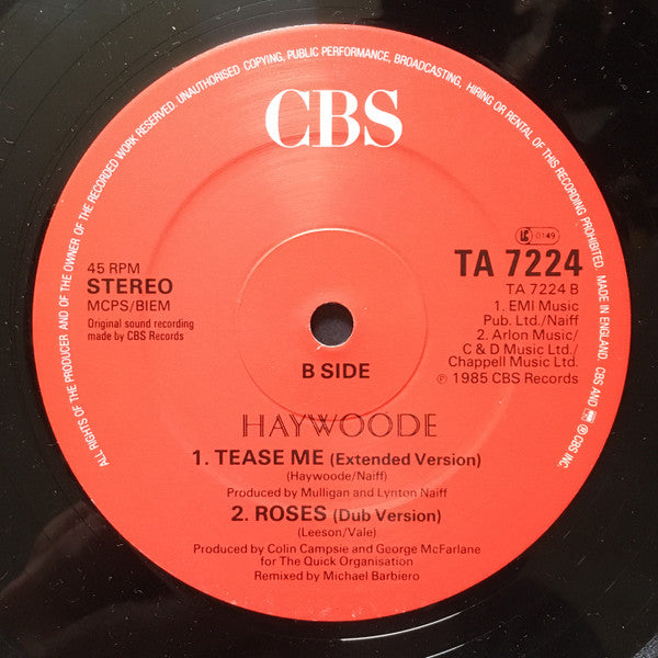 Haywoode : Roses (12", Single, RE)