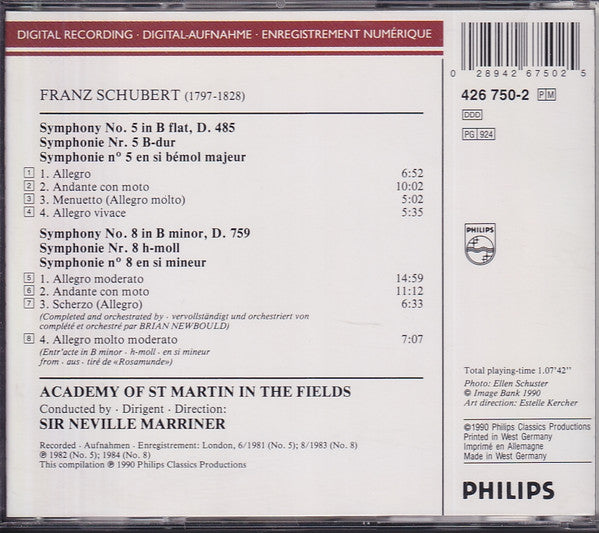 Franz Schubert : Symphonien Nr. 5 & 8 "Unvollendete" (CD, Comp)
