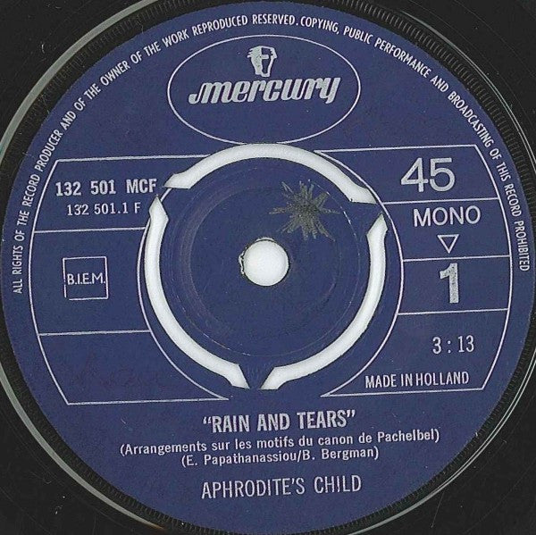 Aphrodite's Child : Rain And Tears (7", Single, Mono)