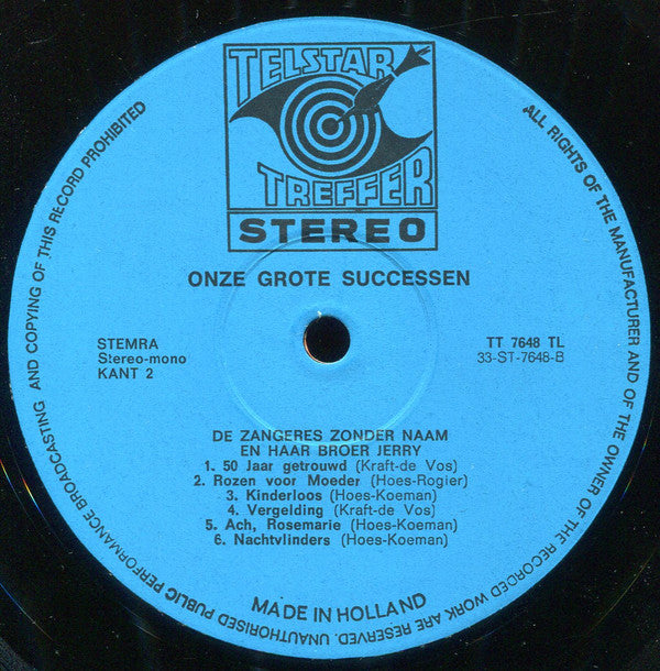 Zangeres Zonder Naam En Haar Broer Jerry Bey : De Vondeling En Andere Grote Successen (LP, Album)