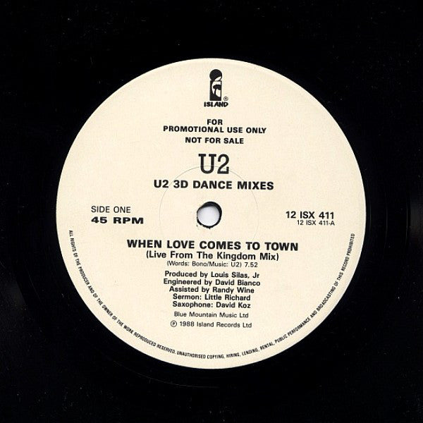 U2 : 3D Dance Mixes (12", Promo)