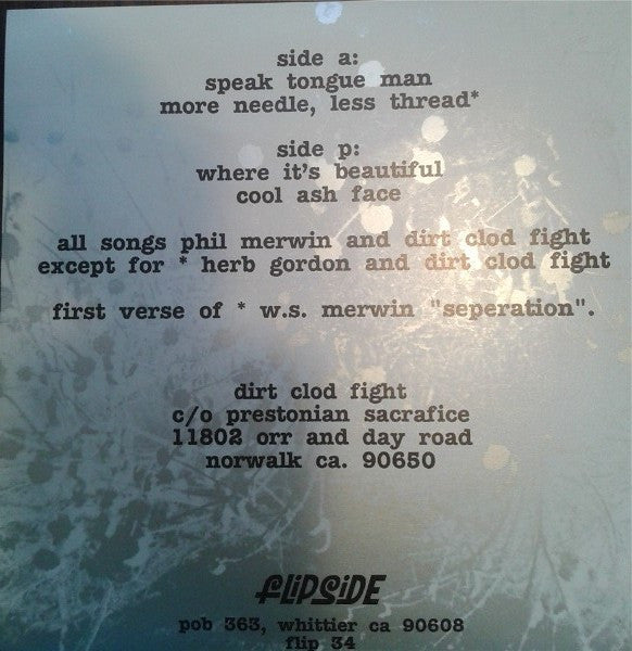 Dirt Clod Fight : Dirt Clod Fight (7", EP, Gre)