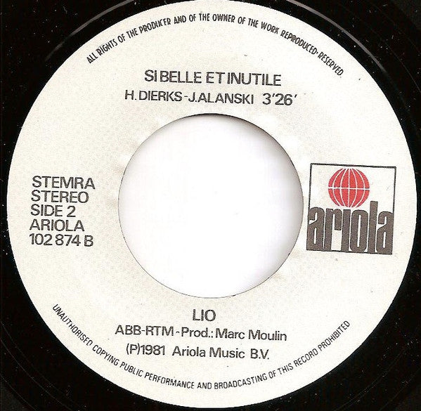 Lio : Amicalement Vôtre (7", Single)