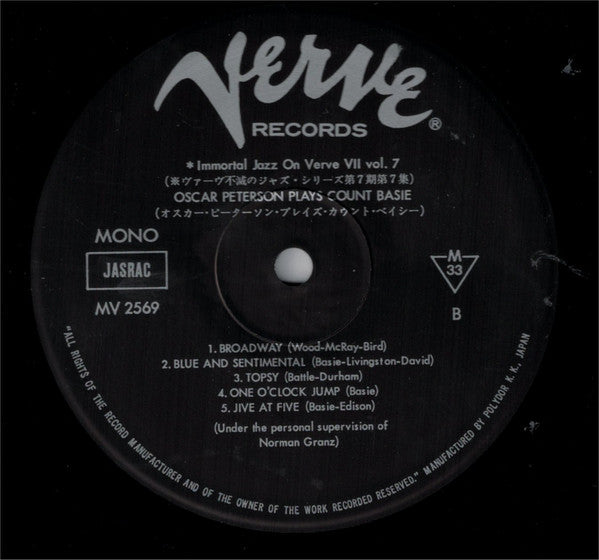 Oscar Peterson : Oscar Peterson Plays Count Basie (LP, RE)