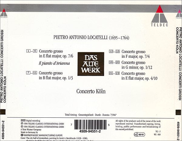 Pietro Antonio Locatelli - Concerto Köln : Concerti Grossi (CD, Album)
