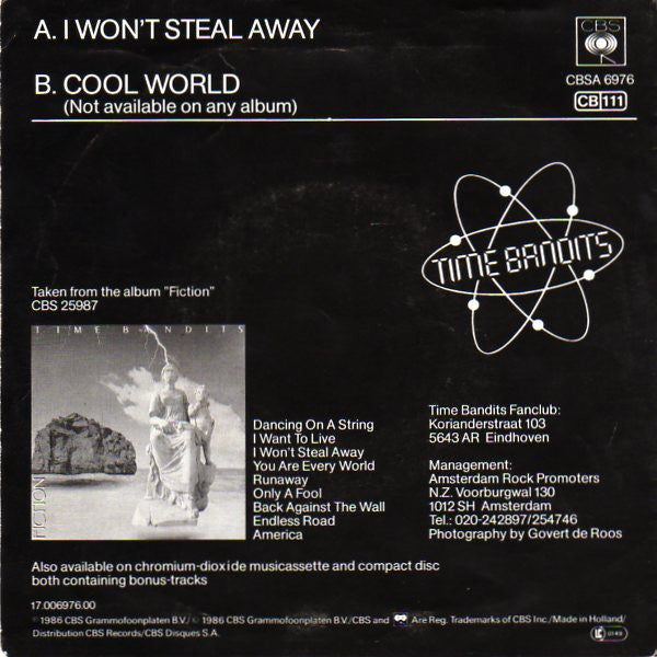 Time Bandits : I Won't Steal Away (7", Single)