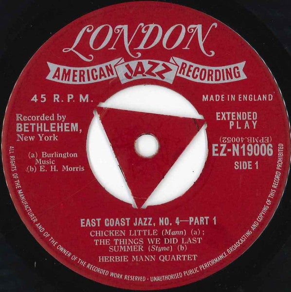 Herbie Mann : East Coast Jazz / 4 (7", EP)