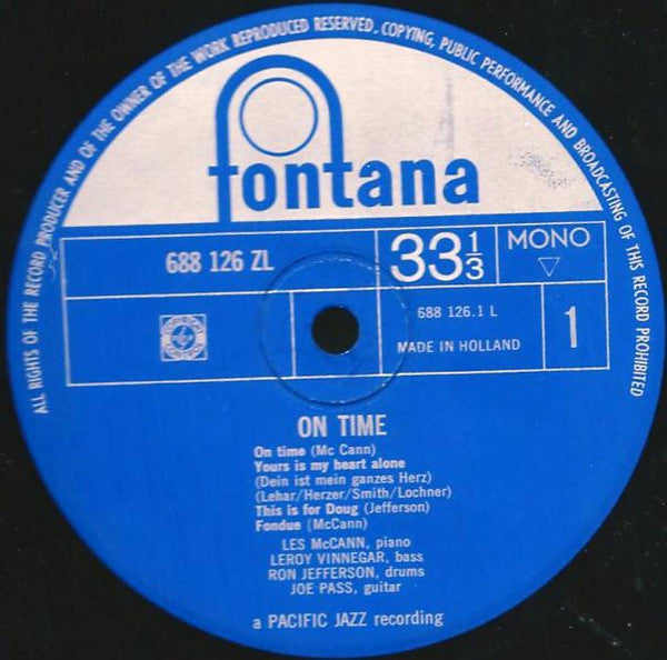 Les McCann Ltd. : On Time (LP, Album, Mono)