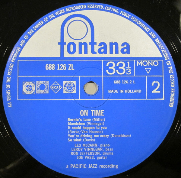 Les McCann Ltd. : On Time (LP, Album, Mono)