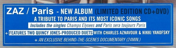 Zaz : Paris (CD, Album + DVD-V, NTSC + Ltd, Tri)