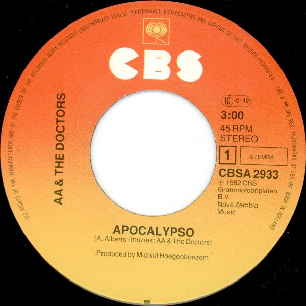 AA & The Doctors : Apocalypso (7", Single)