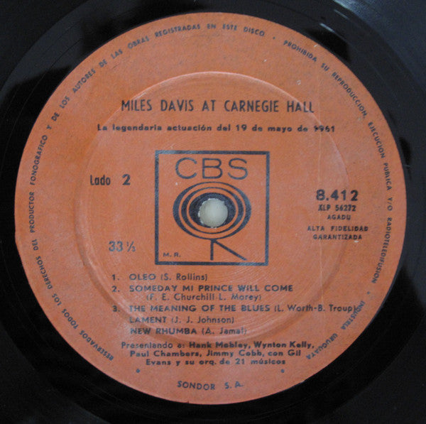 Miles Davis : Miles Davis At Carnegie Hall (LP, Album, Mon)