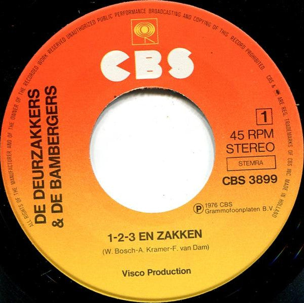 De Deurzakkers & De Bambergers : 1-2-3 En Zakken (7", Single)