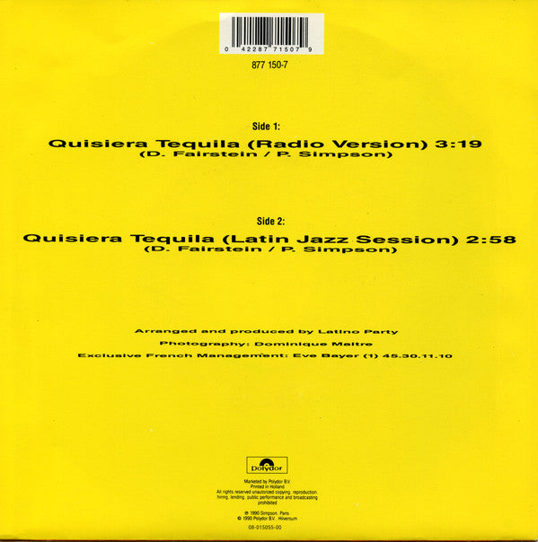 Latino Party : Quisiera Tequila (7", Single)