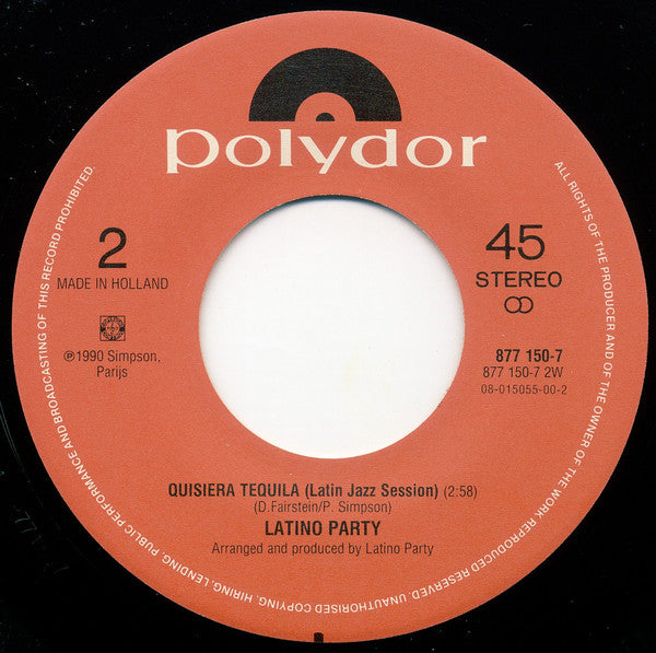 Latino Party : Quisiera Tequila (7", Single)
