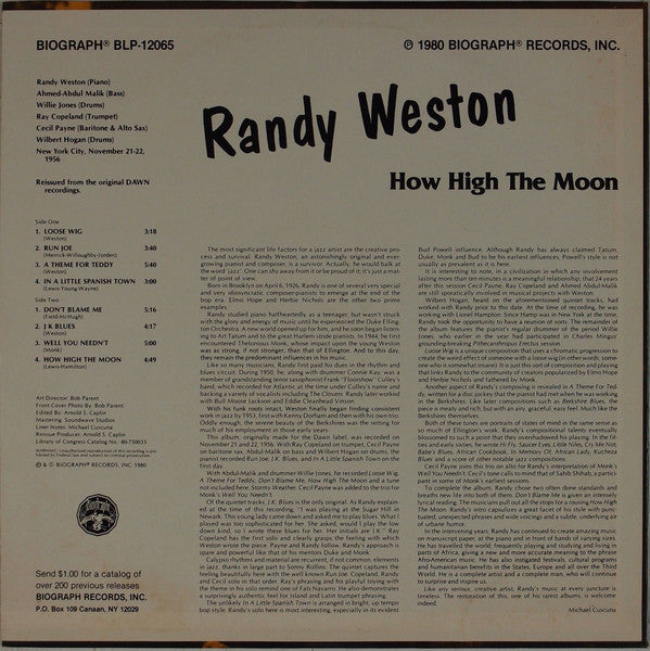 Randy Weston : How High The Moon (LP, Album, Mono, RE)