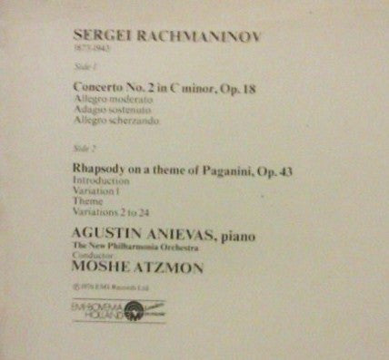 Sergei Vasilyevich Rachmaninoff, Agustin Anievas, New Philharmonia Orchestra, Moshe Atzmon : Klavierkonzert Nr.2 C-Moll Op.18, Rhapsodie Über Ein Thema Von Paganini Op.43 (LP, Album)