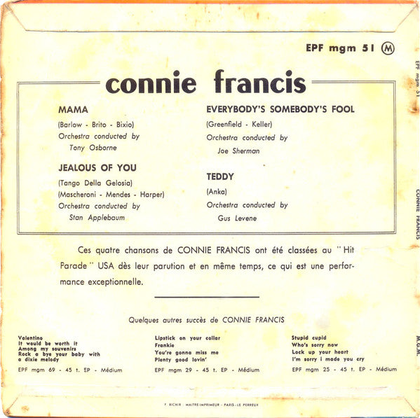 Connie Francis : Mama (7", EP)