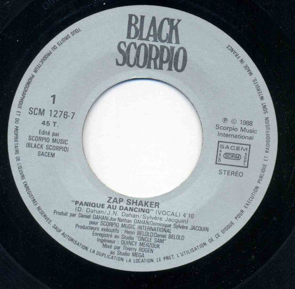Zap Shaker : Panique Au Dancing (7")