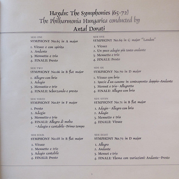Joseph Haydn - Philharmonia Hungarica, Antal Dorati : Symphonies 65 - 72 (4xLP + Box)