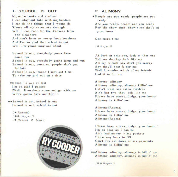 Ry Cooder : Show Time (CD, Album, RE)
