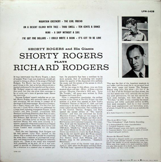 Shorty Rogers And His Giants : Shorty Rogers Plays Richard Rodgers (LP, Album, RE)