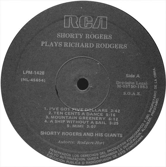 Shorty Rogers And His Giants : Shorty Rogers Plays Richard Rodgers (LP, Album, RE)