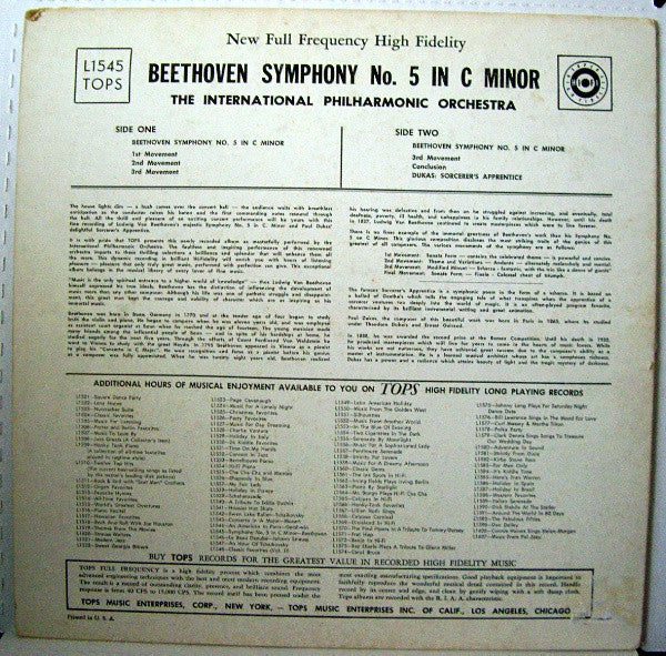 The International Philharmonic Orchestra, Ludwig van Beethoven : Symphony No.5 In C Minor (LP)