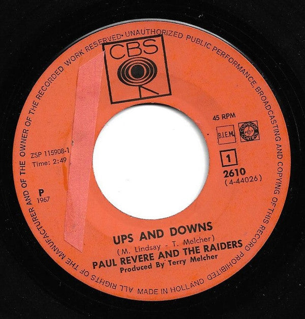 Paul Revere And The Raiders* : Ups And Downs / Leslie (7", Single)