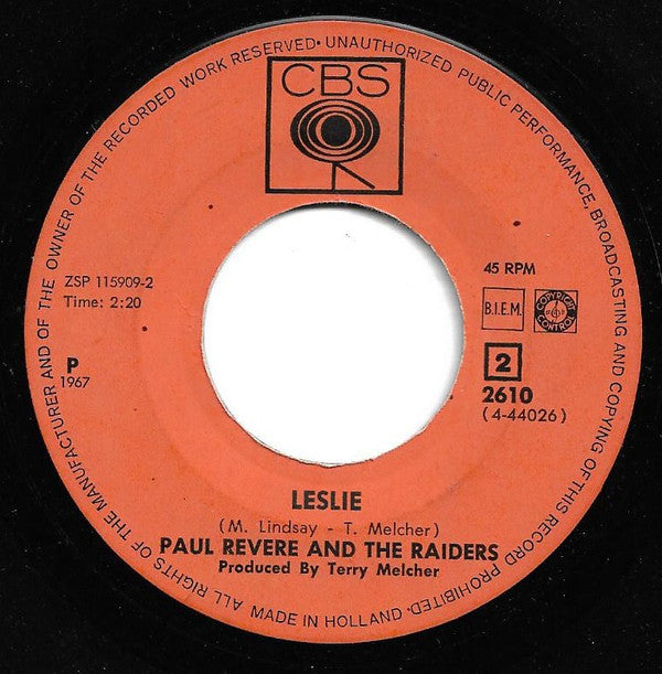 Paul Revere & The Raiders : Ups And Downs / Leslie (7", Single)