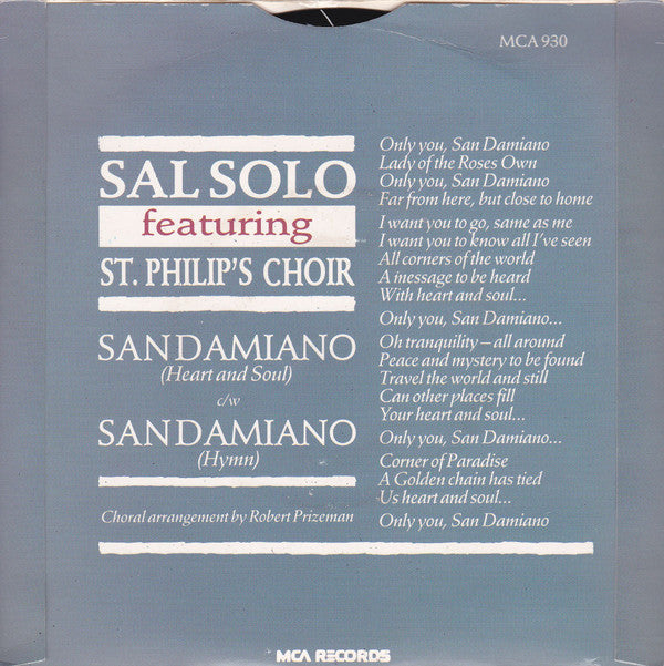 Sal Solo : San Damiano (Heart And Soul) (7", Single, Sil)