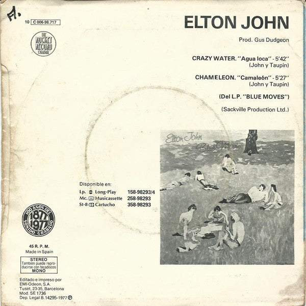 Elton John : Crazy Water = Agua Loca (7", Single)