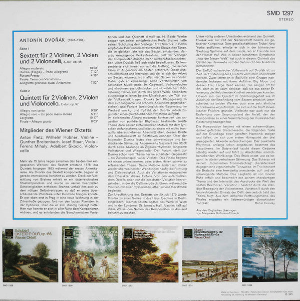 Antonín Dvořák, Mitglieder Des Wiener Oktetts : Streichsextett A-dur / Streichquintett Es-dur (LP)