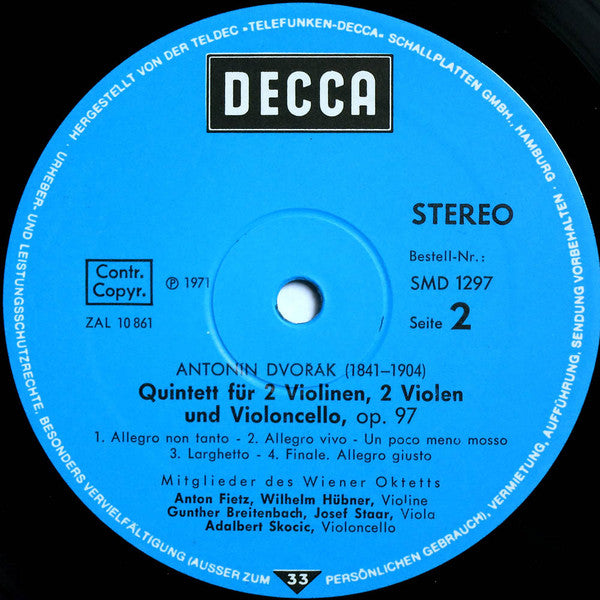 Antonín Dvořák, Mitglieder Des Wiener Oktetts : Streichsextett A-dur / Streichquintett Es-dur (LP)