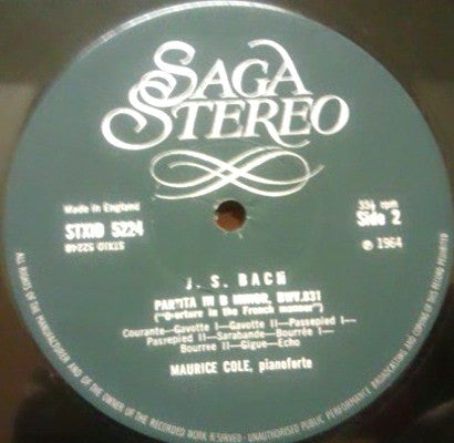 Maurice Cole : Bach Concerto In The Italian Style + Overture In The French Manner (LP)