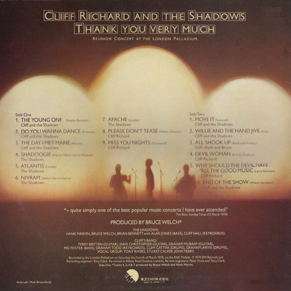 Cliff Richard And The Shadows* : Thank You Very Much (Reunion Concert At The London Palladium) (LP, Album)