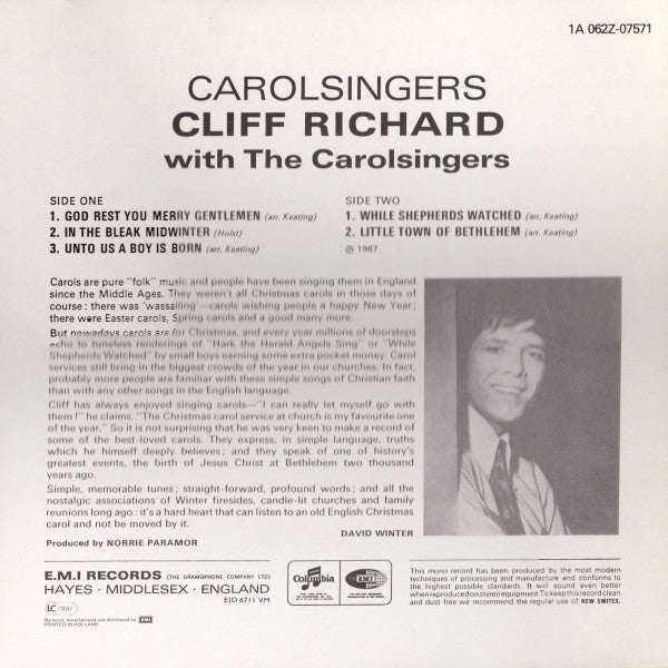 Cliff Richard : The Cliff Richard - The Shadows E.P. Collection Vol 17: Carol Singers (12", EP)