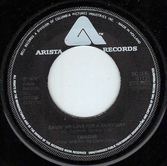 Quazar (2) : Funk 'N' Roll / Savin' My Love For A Rainy Day (7")